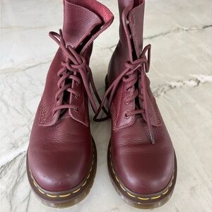 Dr. Martens Dark Red Leather Combat Boots